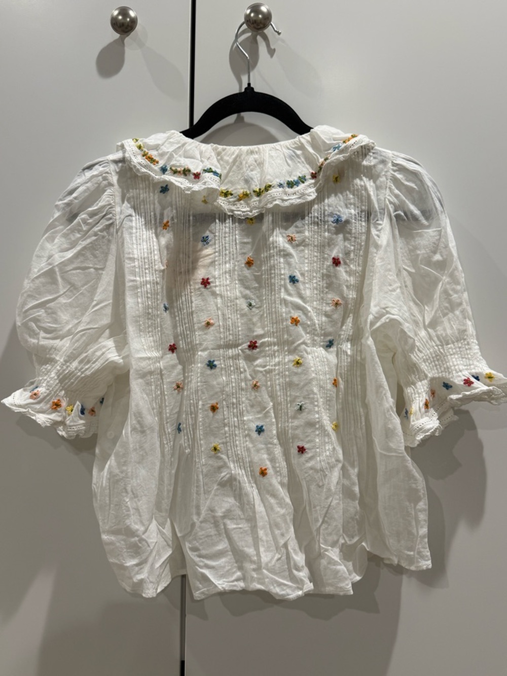 DOEN size M Hettie Embroidered Ruffle Top - Picture 4 of 7